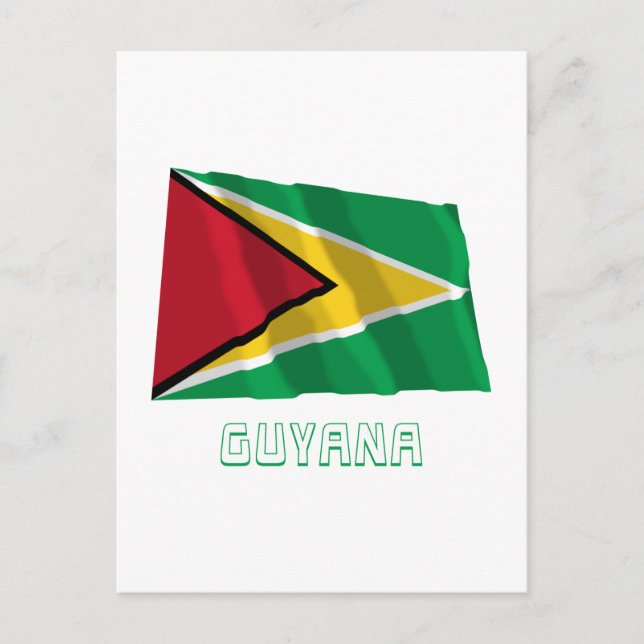 Guyana Waving Flag with Name Postcard (Front)