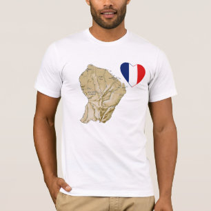 Guyane Drapeau Coeur et carte T-shirt