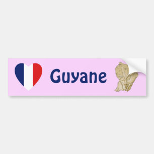 Guyane Flag Heart + Map Bumper Sticker