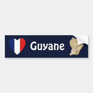 Guyane Flag Heart + Map Bumper Sticker