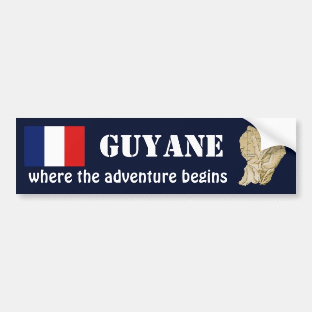 Guyane Flag + Map Bumper Sticker (Front)