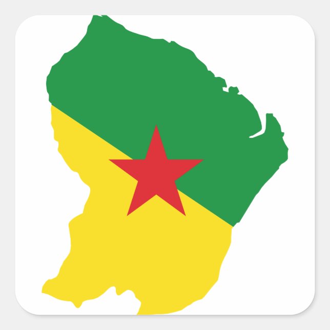 Guyane Flag Map GF Square Sticker (Front)