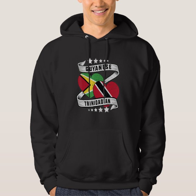 guyanese and trini  half trinidad half guyana flag hoodie (Front)
