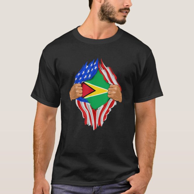 Guyanese Blood Inside Me  Guyana Flag Gift  T-Shirt (Front)
