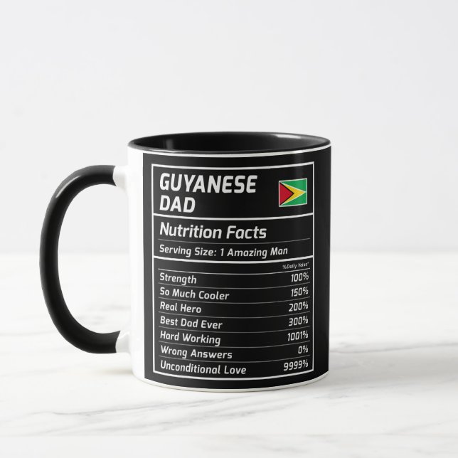 Guyanese Dad Nutrition Facts Proud Guyana Mug (Left)