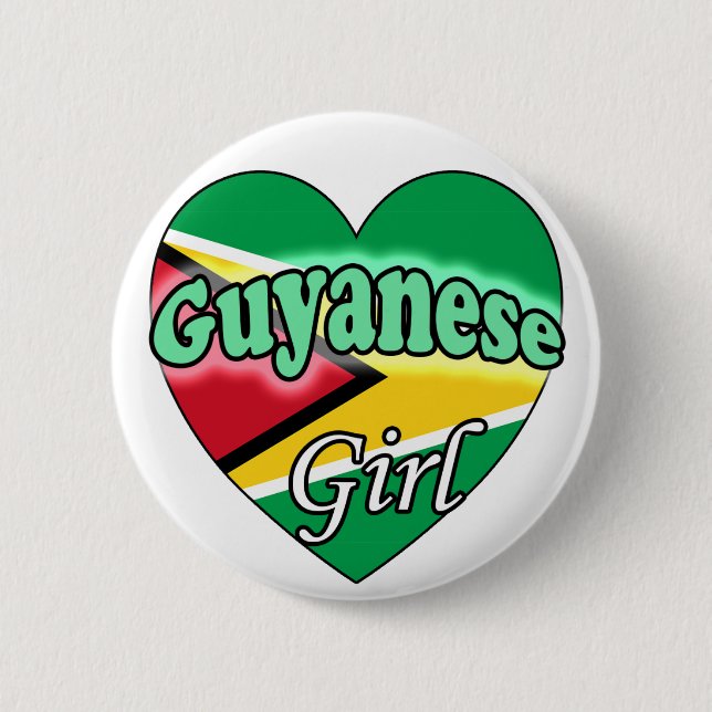 Guyanese Girl 2 Inch Round Button (Front)