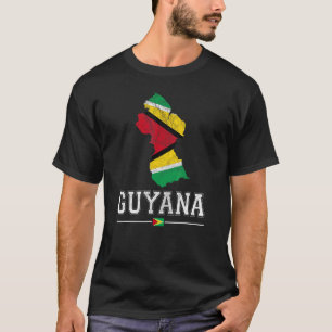 Guyanese Map and Flag Souvenir   Distressed Guyana T-Shirt