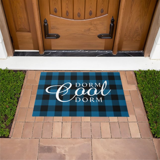Guys Dorm Cool Dorm Rustic Cabin Block Squares Doormat (Outdoor)