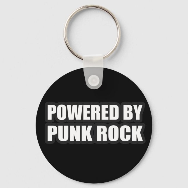 guys girls POWERED BY PUNK ROCK music Keychain (Front)