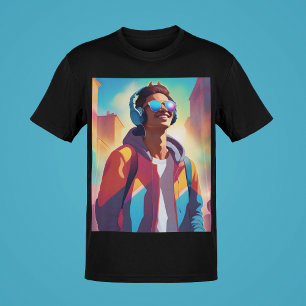Guy's Music Portrait Cool Swag Young Guys Style  T-Shirt
