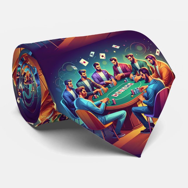 Guys Playing Cards Poker Game Tie (Rolled)