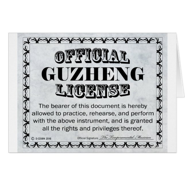 Guzheng License (Front Horizontal)