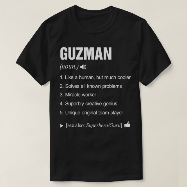 Guzman Name Definition Retro Family Funny  T-Shirt (Design Front)