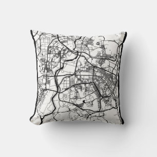 Gwangju South Korea City Map Throw Pillow