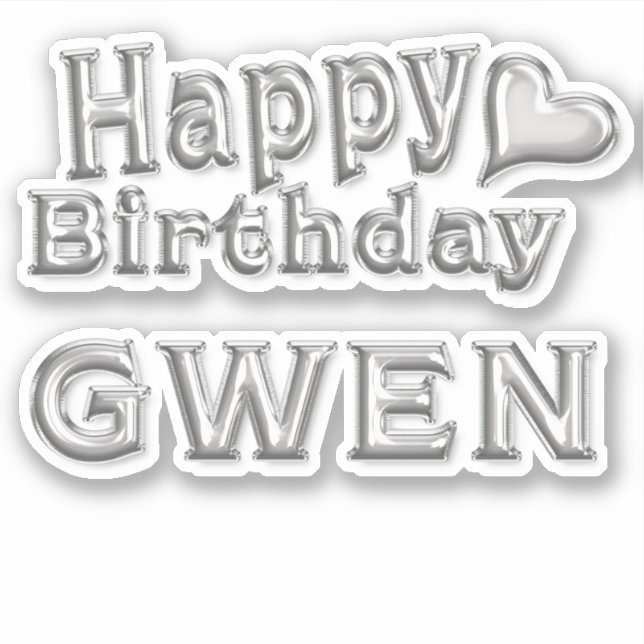 Gwen Happy Birthday silver Sticker (Front)