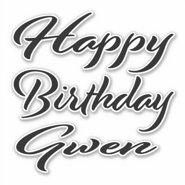 Gwen Name First Name black Sticker Birthday (Front)