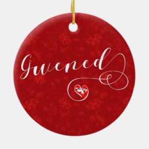 Gwened Flag in Heart, Vannes, Breton, Brittany Ceramic Ornament