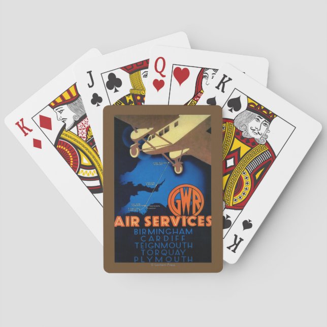 GWR Air Services Vintage PosterEurope Playing Cards (Back)