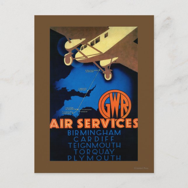 GWR Air Services Vintage PosterEurope Postcard (Front)