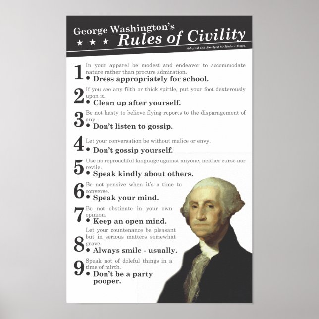 GW's Rules of Civility Poster (Front)