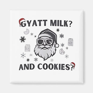Gyatt Milk and Cookies Funny Santa Gen Alpha Magnet