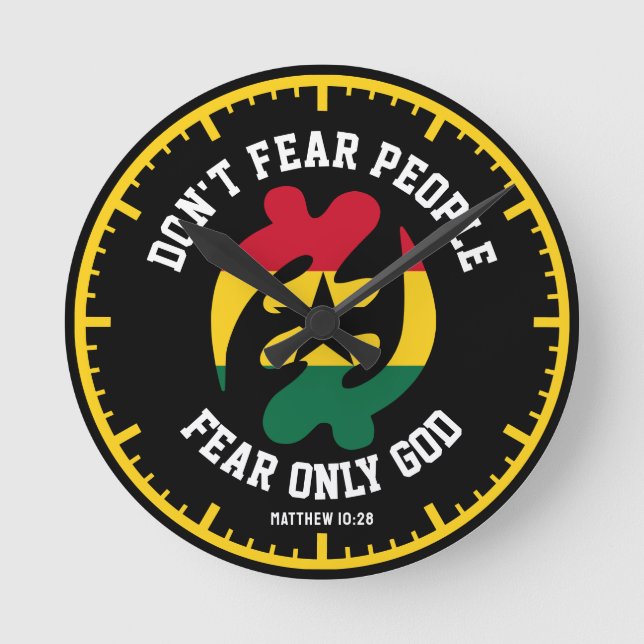 Gye Nyame Adinkra Christian Ghana FEAR ONLY GOD  Round Clock (Front)