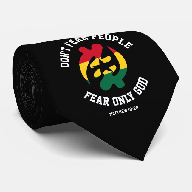 Gye Nyame FEAR ONLY GOD Christian Ghana Tie (Rolled)