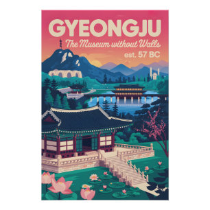Gyeongju Korea Retro Travel Poster Art