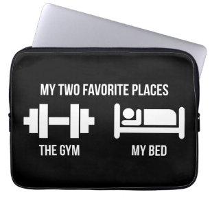 Gym and Bed - Funny Cartoon Pictogram - Novelty Laptop Sleeve