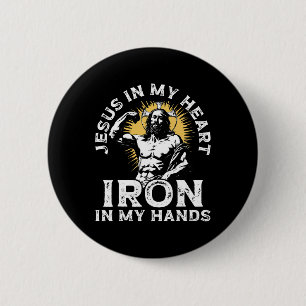 Gym And Jesus Christian Bodybuilder Religious Body 2 Inch Round Button