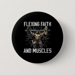 Gym And Jesus Christian Bodybuilder Religious Body 2 Inch Round Button