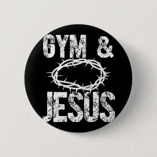 Gym And Jesus Christian Bodybuilder Religious Body 2 Inch Round Button