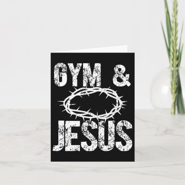 Gym And Jesus Christian Bodybuilder Religious Body Card (Front)