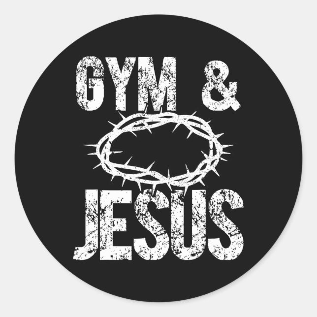 Gym And Jesus Christian Bodybuilder Religious Body Classic Round Sticker (Front)