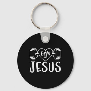 Gym And Jesus Gym Fitness Lifting Weights Body Bui Keychain