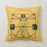 Gym Barbell Deadlift - Vitruvian Man Throw Pillow<br><div class="desc">A spin on Leonardo Da Vinci's Vitruvian Man,  featuring the deadlift.</div>