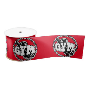 Gym Barbell Logo Thunder_Cove Satin Ribbon