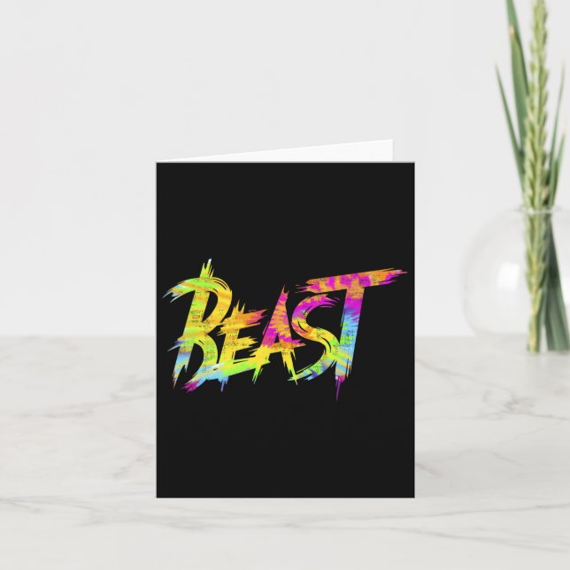 Gym Beast Bodybuilding Workout Humour Tie Dye Weig Card (Front)