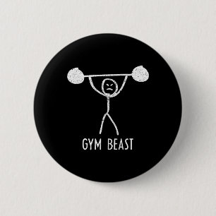 Gym Beast Funny Bodybuilding Exercise Fitness Work 2 Inch Round Button