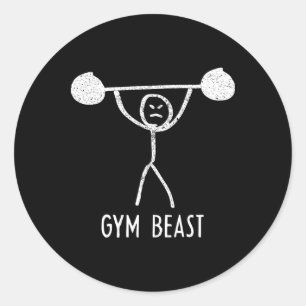 Gym Beast Funny Bodybuilding Exercise Fitness Work Classic Round Sticker