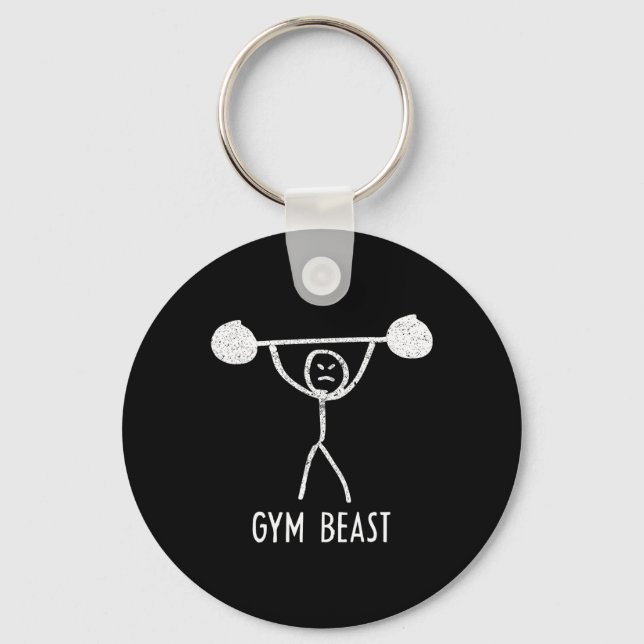 Gym Beast Funny Bodybuilding Exercise Fitness Work Keychain (Front)