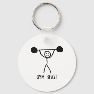 Gym Beast Funny Bodybuilding Exercise Fitness Work Keychain