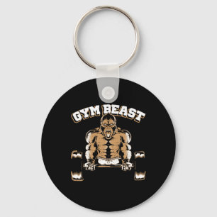 Gym Beast Gorilla Weightlifting Bodybuilding Worko Keychain