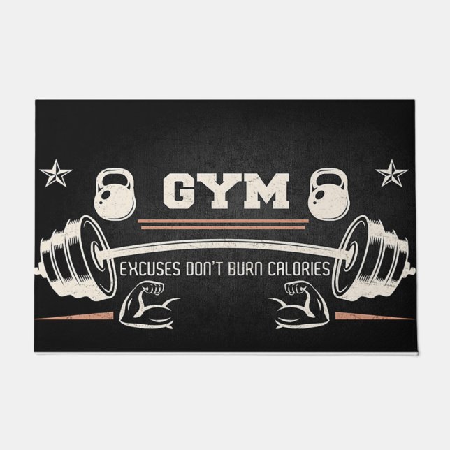 Gym Black doormat, Funny Fitness doormat (Front)
