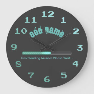 Gym Bodybuilder Loading Muscles Personalized Large Clock