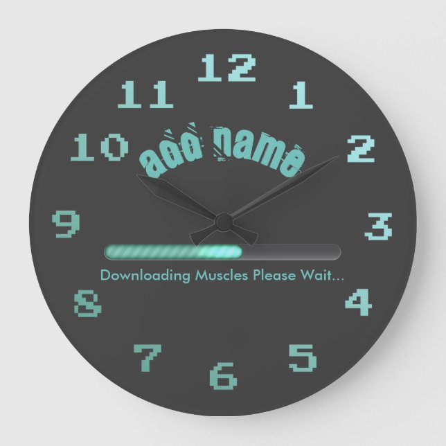 Gym Bodybuilder Loading Muscles Personalized Large Clock (Front)