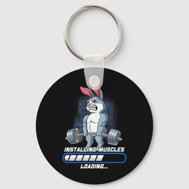 Gym Bodybuilding Installing Muscles  Keychain (Front)