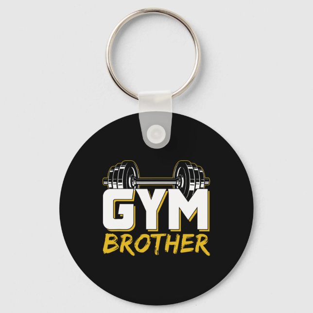Gym Brother Training Fitness Workout Weightlifting Keychain (Front)