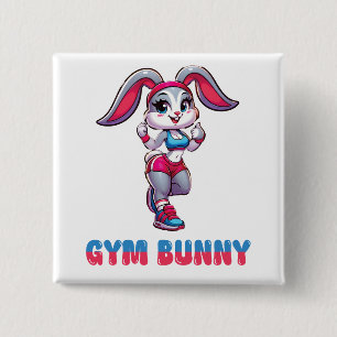 Gym Bunny 2 Inch Square Button