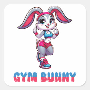 Gym Bunny Square Sticker